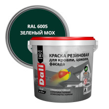 Краска резиновая Dali Зелёный мох(6005) 3 кг, шт Краска резиновая Dali Зелёный мох(6005) 3 кг, шт