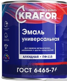 эмаль ПФ-115 черная 0,8 кг "KRAFOR", шт